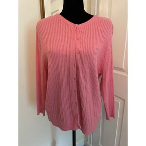 Duck Head Cardigan Sweater Bubblegum Pink Size Large Cable Knit  preppy office